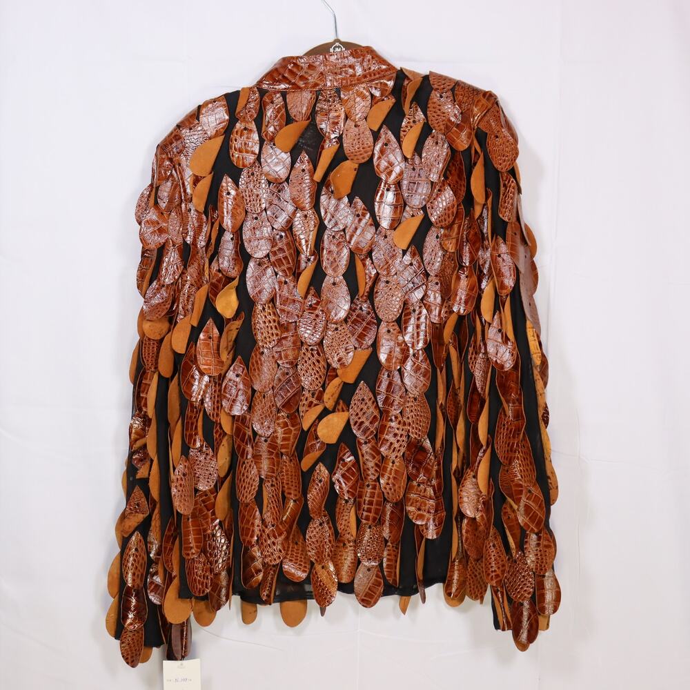 Stillman Studio Leather Leaf Jacket 2X NWT Brown Statement - Picture 2 of 7